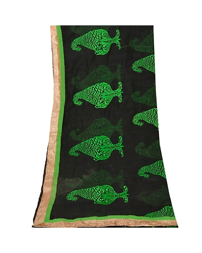 Sanskriti Vintage Dupatta Long Stole Art Silk Veil Black Embroidered Scarves DC-40603-Black-Thread Work-Art (Artificial) Silk-6