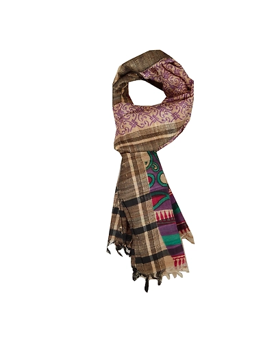 Sanskriti Vintage Dupatta Long Stole Handloom Cream Floral Printed Wrap Scarves DC-40937-Cream-Printed Work-Handloom-2