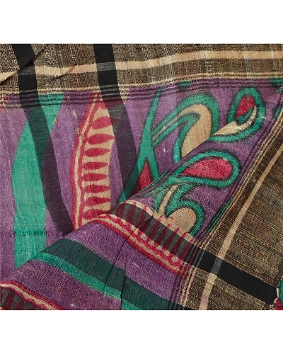 Sanskriti Vintage Dupatta Long Stole Handloom Cream Floral Printed Wrap Scarves DC-40937-Cream-Printed Work-Handloom-5