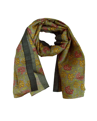 Sanskriti Vintage Dupatta Long Stole 100% Pure Woolen Grey Shawl Printed Veil DC-40964-Grey-Printed Work-Pure Woolen-2