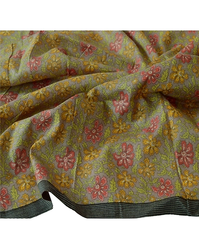 Sanskriti Vintage Dupatta Long Stole 100% Pure Woolen Grey Shawl Printed Veil DC-40964-Grey-Printed Work-Pure Woolen-6