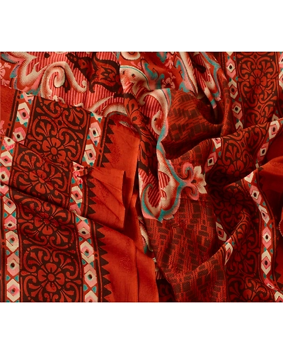 Sanskriti Vintage Dupatta Long Stole Blend Cotton Rusty Orange Printed Scarves DC-41141-Rusty Orange-Printed Work-Blend Cotton-2