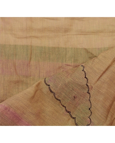 Sanskriti Vintage Dupatta Long Stole Art Silk Brown Shawl Embroidered Scarves DC-42390-Brown-Patch Work-Art (Artificial) Silk-3