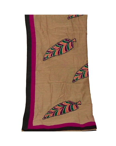 Sanskriti Vintage Dupatta Long Stole Art Silk Brown Shawl Embroidered Scarves DC-42390-Brown-Patch Work-Art (Artificial) Silk-6