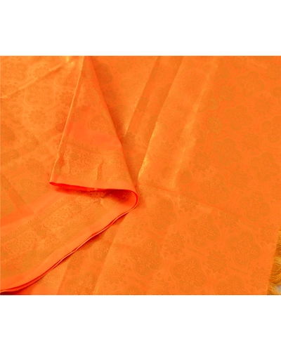 Sanskriti Vintage Dupatta Long Stole Art Silk Yellow Scarves Woven Brocade Veil DC-42512-Yellow-Zari Work-Art (Artificial) Silk-1