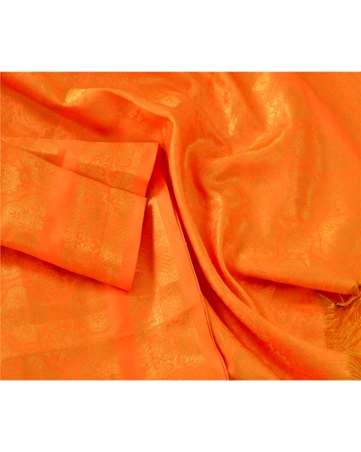Sanskriti Vintage Dupatta Long Stole Art Silk Yellow Scarves Woven Brocade Veil DC-42512-Yellow-Zari Work-Art (Artificial) Silk-2