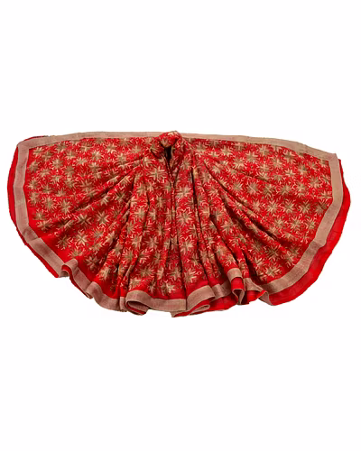 Sanskriti Vintage Dupatta Long Stole Ooak Red Embroidered Bagh Phulkari Shawl DC-42756-Red-Thread Work-Chiffon Silk-1