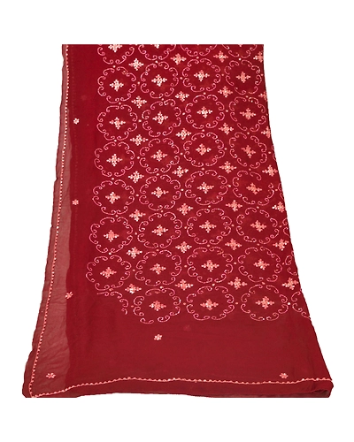 Sanskriti Vintage Dupatta Long Stole Pure Georgette Silk Brown Hand Beaded Shawl DC-42764-Brown-Gota Patti Work-Pure Georgette Silk-6