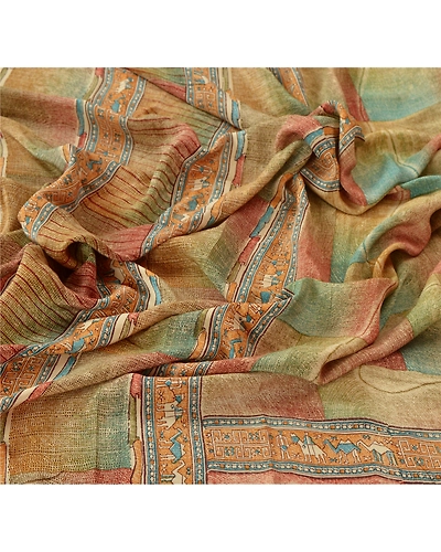 Sanskriti Vintage Dupatta Long Stole Pure Crepe Silk Printed Wrap Soft Scarves DC-42921-Multi-Printed Work-Pure Crepe Silk-3