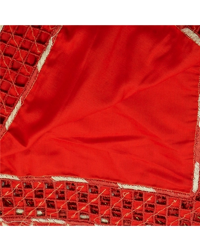 Sanskriti Vintage Dupatta Long Stole Satin Orange Hand Beaded Cut Work Shawl DC-43190-Orange-Cut Work-Poly Satin-3