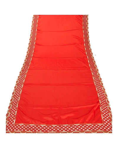 Sanskriti Vintage Dupatta Long Stole Satin Orange Hand Beaded Cut Work Shawl DC-43190-Orange-Cut Work-Poly Satin-5