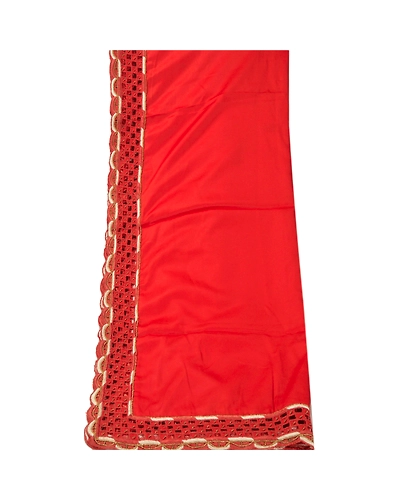 Sanskriti Vintage Dupatta Long Stole Satin Orange Hand Beaded Cut Work Shawl DC-43190-Orange-Cut Work-Poly Satin-6