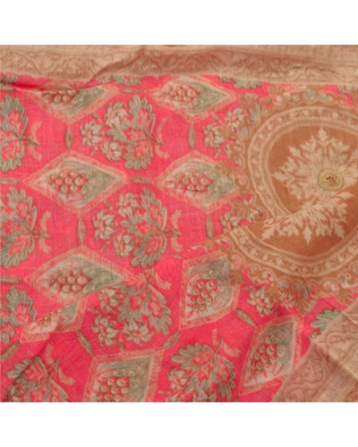 Sanskriti Vintage Dupatta Long Stole Pure Silk Pink Hand Embroidered Scarves DC-43641-Pink-Zari/Gota Patti Work-Pure Silk-2