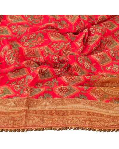 Sanskriti Vintage Dupatta Long Stole Pure Silk Pink Hand Embroidered Scarves DC-43641-Pink-Zari/Gota Patti Work-Pure Silk-4
