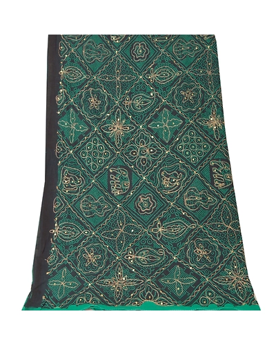 Sanskriti Vintage Dupatta Long Stole Black Pure Cotton Hand Beaded Scarves Shawl DC-43734-Black-Zari Work-Pure Cotton-6