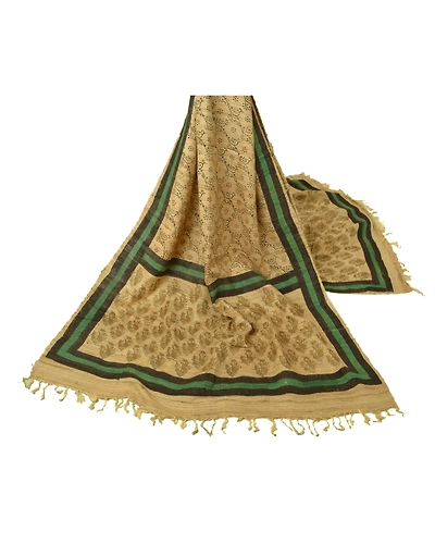Sanskriti Vintage Dupatta Long Stole Handloom Cream Printed Shawl Wrap DC-43750-Cream-Printed Work-Handloom-1