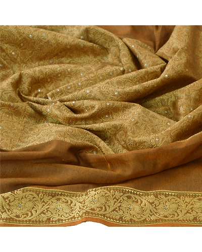 Sanskriti Vintage Dupatta Long Stole Pure Cotton Brown Woven Scarves Shawl Veil DC-43794-Brown-Woven Work-Pure Cotton-4