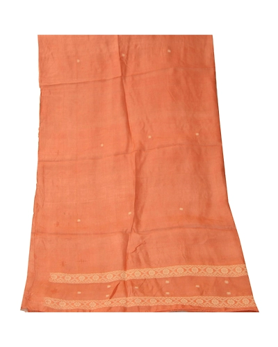 Sanskriti Vintage Dupatta Long Stole Pure Silk Peach Woven Scarves Shawl Veil DC-43810-Peach-Woven Work-Pure Silk-6