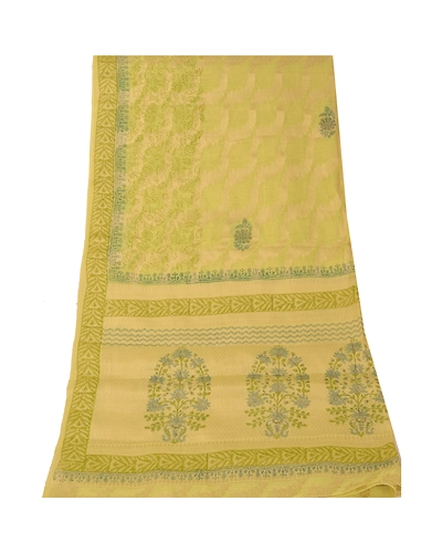 Sanskriti Vintage Dupatta Long Stole Pure Silk Green Woven Scarves Shawl Veil DC-44098-Green-Woven Work-Pure Silk-6