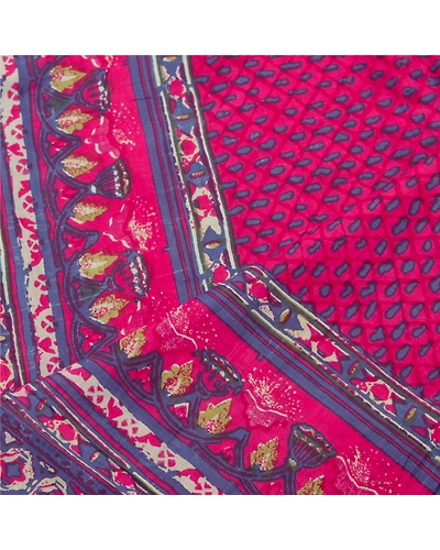 Sanskriti Vintage Dupatta Long Stole Pure Cotton Pink Printed Scarves Wrap Hijab DC-44227-Pink-Printed Work-Pure Cotton-2