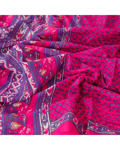 Sanskriti Vintage Dupatta Long Stole Pure Cotton Pink Printed Scarves Wrap Hijab DC-44227-Pink-Printed Work-Pure Cotton-4