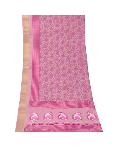 Sanskriti Vintage Dupatta Long Stole Art Silk Pink Printed Scarves Hijab Scarves DC-44721-Pink-Printed/Thread/Zari Work-Art (Artificial) Silk-6