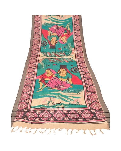 Sanskriti Vintage Dupatta Long Stole Pure Woolen Green Shawl Printed Scarves DC-44932-Green-Printed Work-Pure Woolen-5