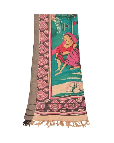 Sanskriti Vintage Dupatta Long Stole Pure Woolen Green Shawl Printed Scarves DC-44932-Green-Printed Work-Pure Woolen-6