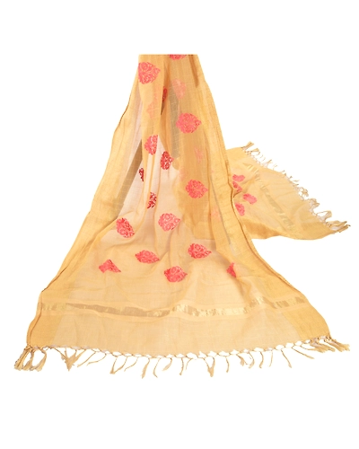 Sanskriti Vintage Dupatta Long Stole Art Silk Beige Embroidered Woven Shawl Veil DC-44992-Beige-Thread/Woven Work-Art (Artificial) Silk-1