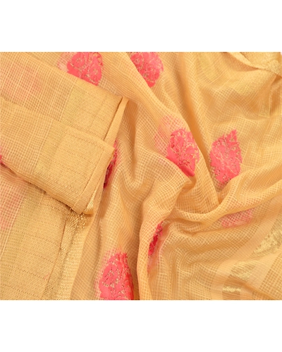 Sanskriti Vintage Dupatta Long Stole Art Silk Beige Embroidered Woven Shawl Veil DC-44992-Beige-Thread/Woven Work-Art (Artificial) Silk-2