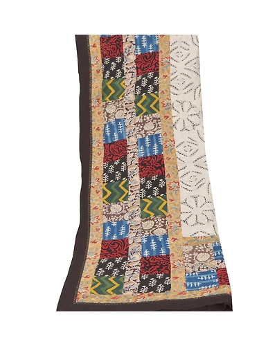 Sanskriti Vintage Dupatta Long Stole Pure Cotton White Block Printed Kalamkari DC-45169-White-Block Printed Work-Pure Cotton-6
