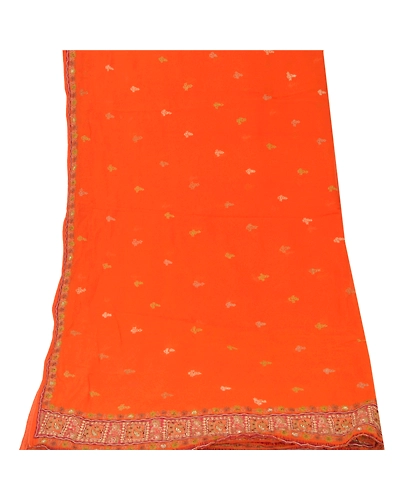 Sanskriti Vintage Dupatta Long Stole Pure Georgette Silk Orange Embroidered DC-45457-Orange-Thread Work-Pure Georgette Silk-9