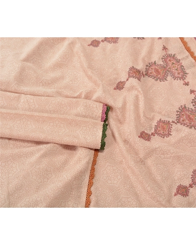 Sanskriti Vintage Dupatta Long Stole Cotton Peach Veil Embroidered Woven Hijab DC-45605-Peach-Thread Work-Cotton-6
