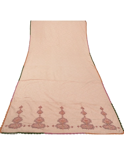 Sanskriti Vintage Dupatta Long Stole Cotton Peach Veil Embroidered Woven Hijab DC-45605-Peach-Thread Work-Cotton-7