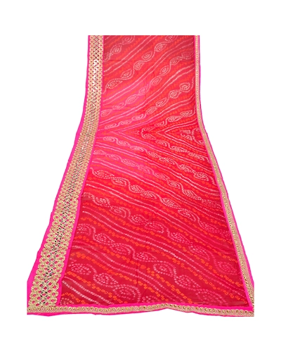 Sanskriti Vintage Dupatta Long Stole Georgette Dark Red Embroidered Bandhani DC-45646-Dark Red-Lace Work-Georgette-8