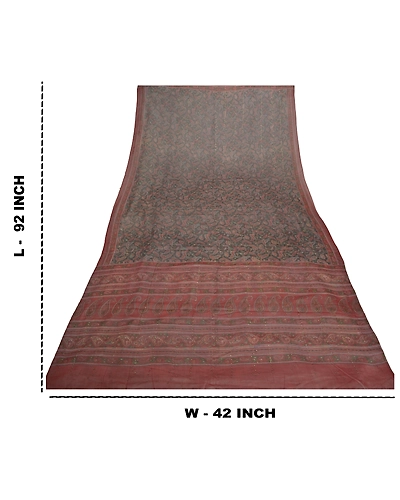 Sanskriti Vintage Dupatta Long Stole Georgette Brick Red Mukesh Work Printed DC-45676-Brick Red-Printed Work-Georgette-1