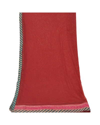 Sanskriti Vintage Dupatta Long Stole Net Mesh Dark Red Embroidered Wrap Veil DC-45704-Dark Red-Patch Work-Net Mesh-9