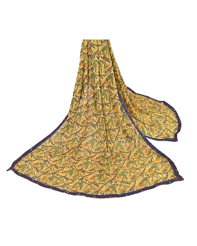 Sanskriti Vintage Dupatta Long Stole Chiffon Cream Wrap Scarves Printed Hijab DC-45838-Cream-Printed Work-Chiffon-3