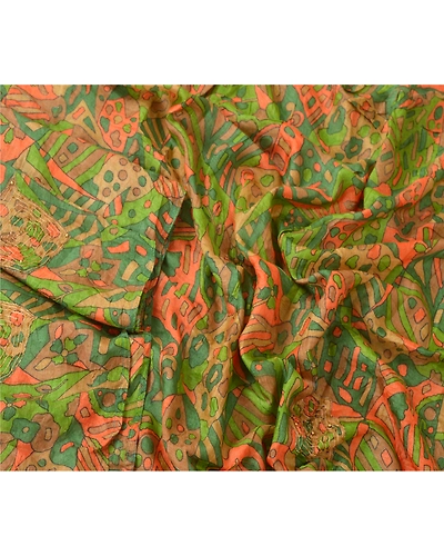 Sanskriti Vintage Dupatta Long Stole Pure Silk Green Hand Beaded Printed Shawl DC-45853-Green-Printed Work-Pure Silk-3