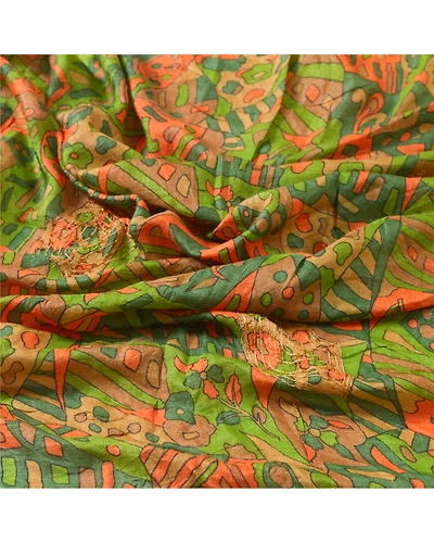 Sanskriti Vintage Dupatta Long Stole Pure Silk Green Hand Beaded Printed Shawl DC-45853-Green-Printed Work-Pure Silk-6