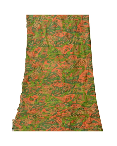 Sanskriti Vintage Dupatta Long Stole Pure Silk Green Hand Beaded Printed Shawl DC-45853-Green-Printed Work-Pure Silk-8