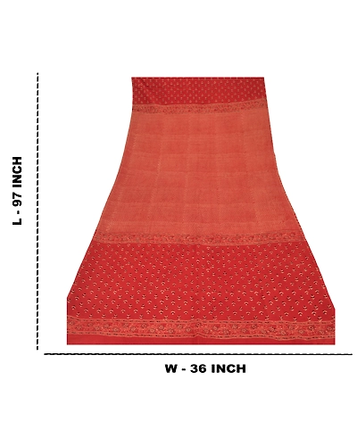 Sanskriti Vintage Dupatta Long Stole Pure Cotton Brick Red Block Printed Hijab DC-45880-Brick Red-Block Printed Work-Pure Cotton-1