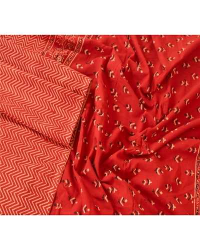 Sanskriti Vintage Dupatta Long Stole Pure Cotton Brick Red Block Printed Hijab DC-45880-Brick Red-Block Printed Work-Pure Cotton-3