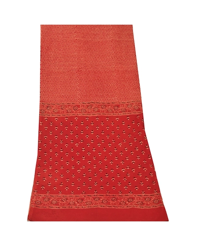 Sanskriti Vintage Dupatta Long Stole Pure Cotton Brick Red Block Printed Hijab DC-45880-Brick Red-Block Printed Work-Pure Cotton-8