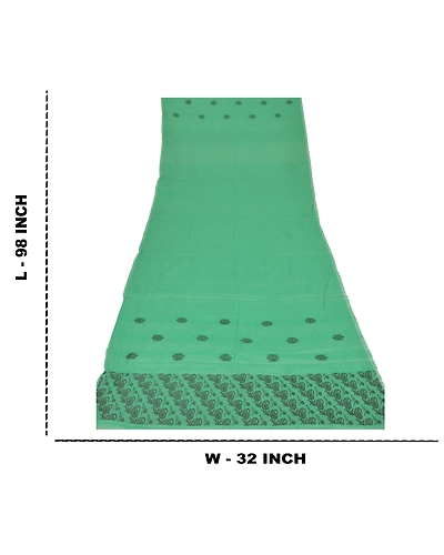 Sanskriti Vintage Dupatta Long Stole Cotton Green Wrap Shawl Woven Scarves DC-45885-Green-Woven Work-Cotton-1