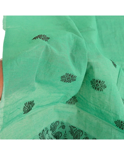 Sanskriti Vintage Dupatta Long Stole Cotton Green Wrap Shawl Woven Scarves DC-45885-Green-Woven Work-Cotton-5