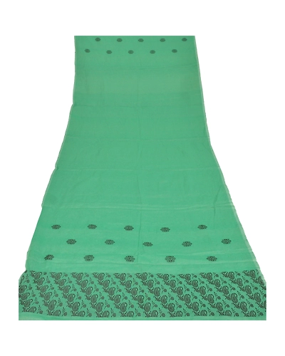 Sanskriti Vintage Dupatta Long Stole Cotton Green Wrap Shawl Woven Scarves DC-45885-Green-Woven Work-Cotton-7
