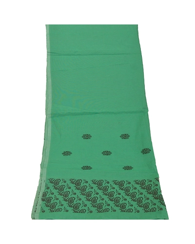Sanskriti Vintage Dupatta Long Stole Cotton Green Wrap Shawl Woven Scarves DC-45885-Green-Woven Work-Cotton-8