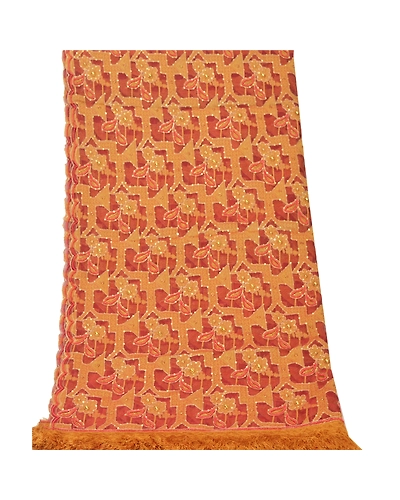 Sanskriti Vintage Dupatta Long Stole Organza Brown Hand Beaded Woven Scarves DC-45955-Brown-Beaded Work-Organza-9