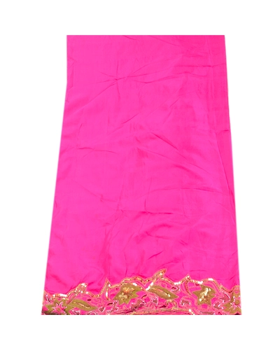 Sanskriti Vintage Hot Pink Long Dupatta/Stole 100% Pure Silk Hand Beaded Scarves DC-45999-Hot Pink-Sequins Work-Pure Silk-9